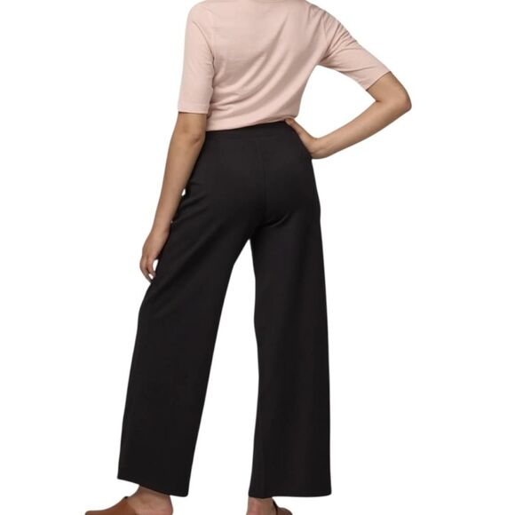 Armani Collezioni Pants Womens 10 Black Wide Leg Wool Trousers Made Italy Office - Picture 2 of 15